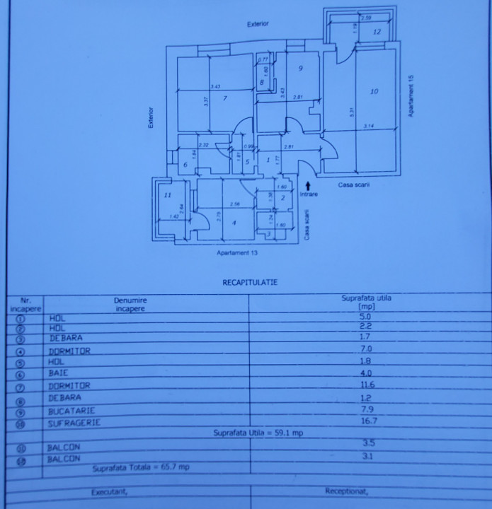 Ap. 3 camere decomandate Piata Sud