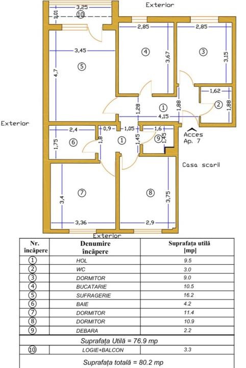 Vânzare | Apartament 4 camere decomandate 